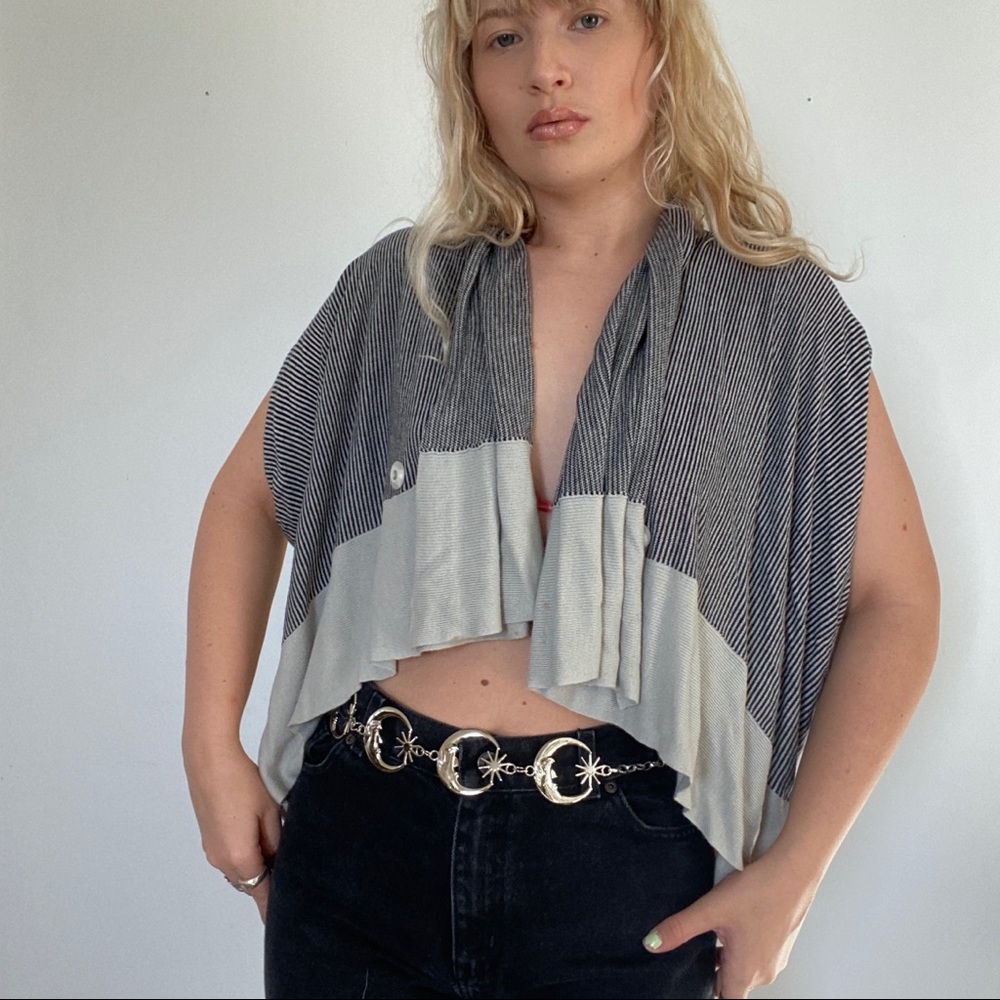 Avant garde striped and colorblocked cardigan